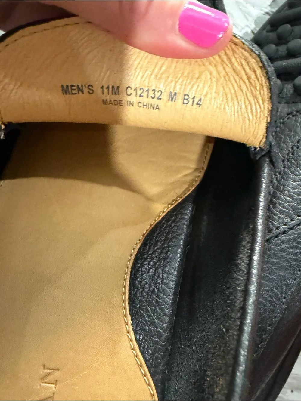 Cole Haan Black Leather Penny Loafers with Tan Insole